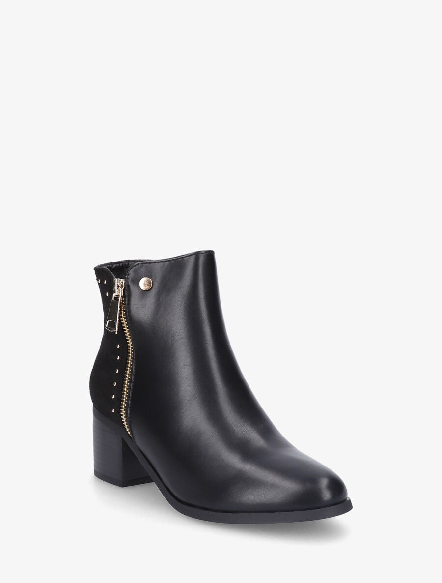 Bottines bi-matière cloutées - Noir - 2