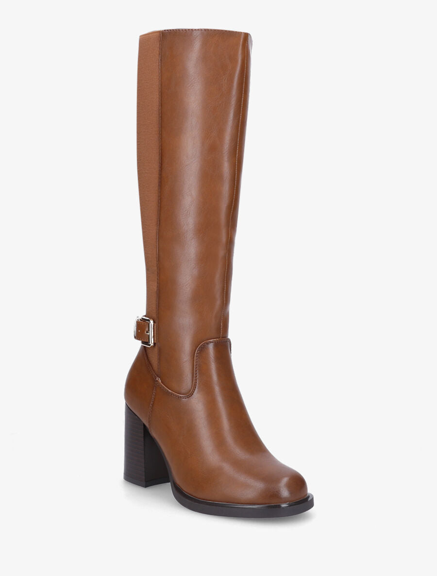 Bottes à talon élastiquée - Camel - 2