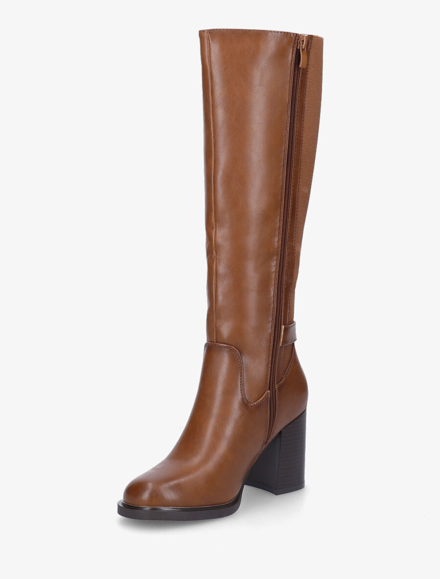 Bottes à talon élastiquée - Camel - 3