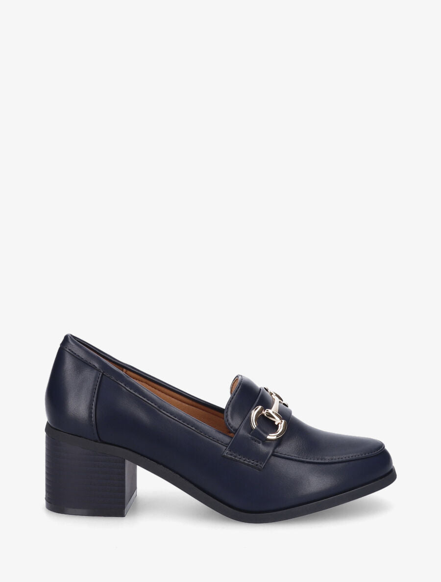 Mocassins à talon et boucle - Marine - 5