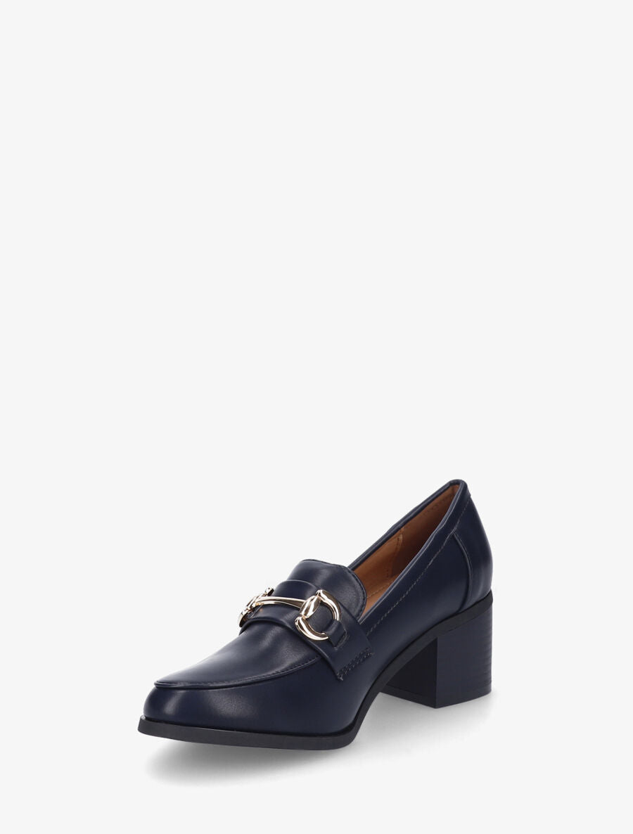 Mocassins à talon et boucle - Marine - 3