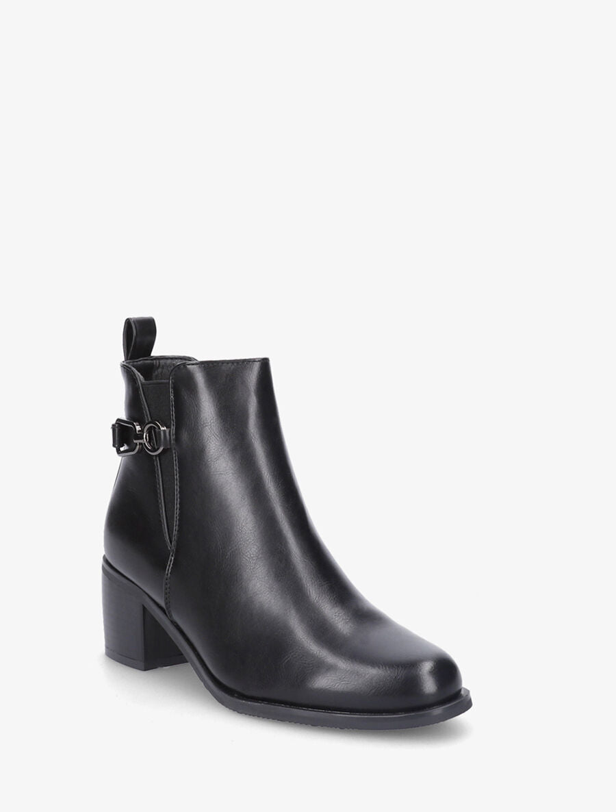 Bottines en simili à boucle fantaisie - Noir - 2