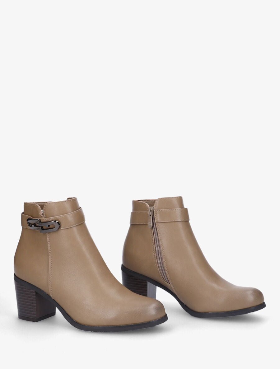 Bottines en simili à boucle - Taupe - 4