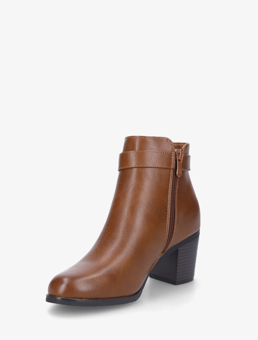 Bottines en simili à boucle - Camel - 3