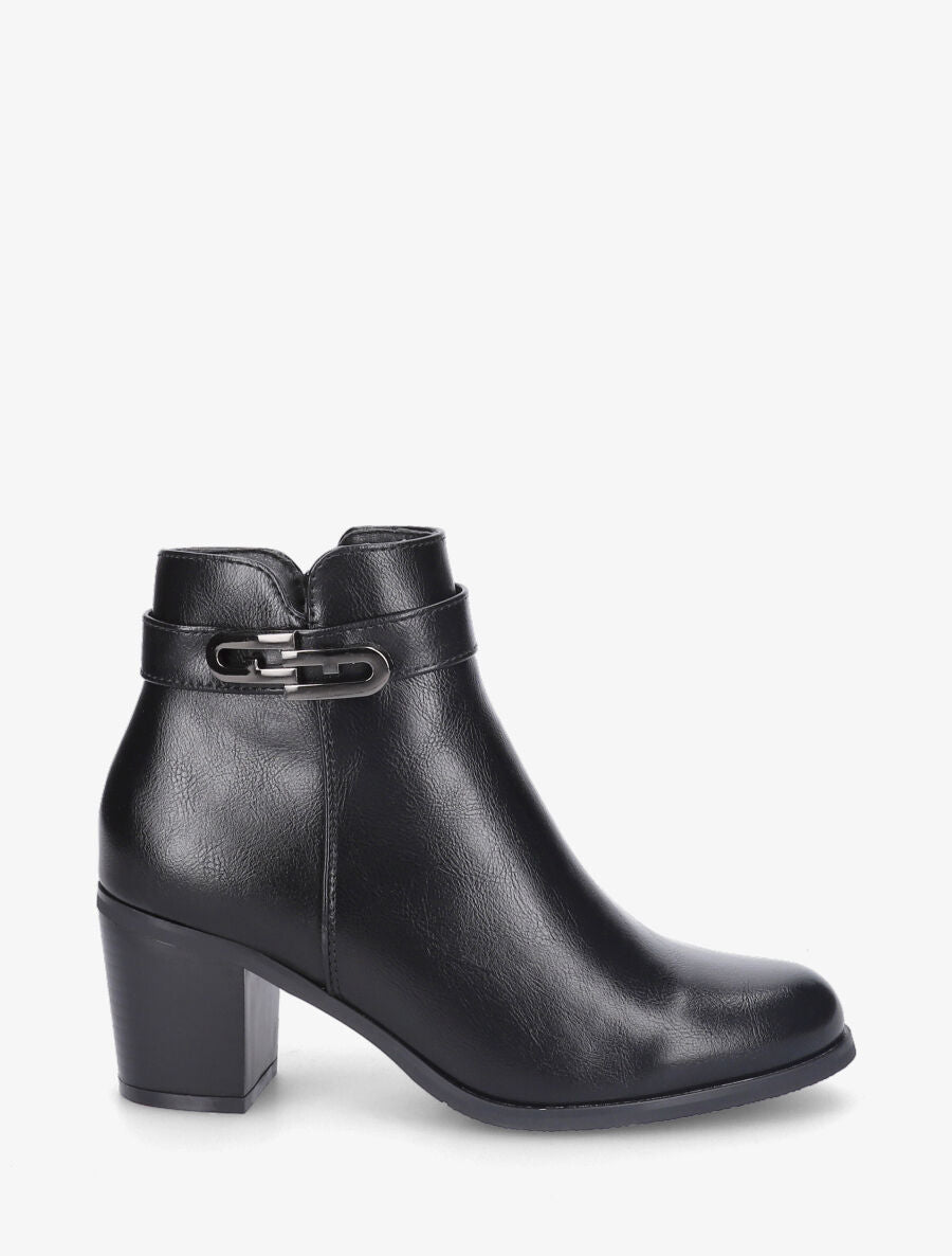 Bottines en simili à boucle - Noir - 1