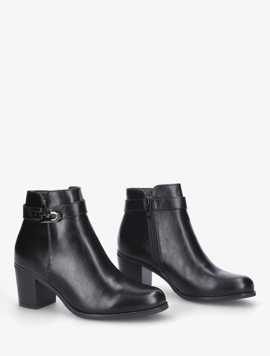 Bottines en simili à boucle - Noir - 4