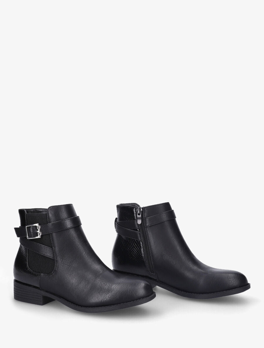 Bottines à contrefort python - Noir - 4