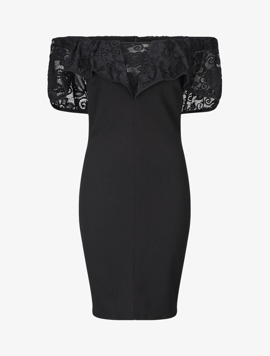 Robe col volanté - noir - 4