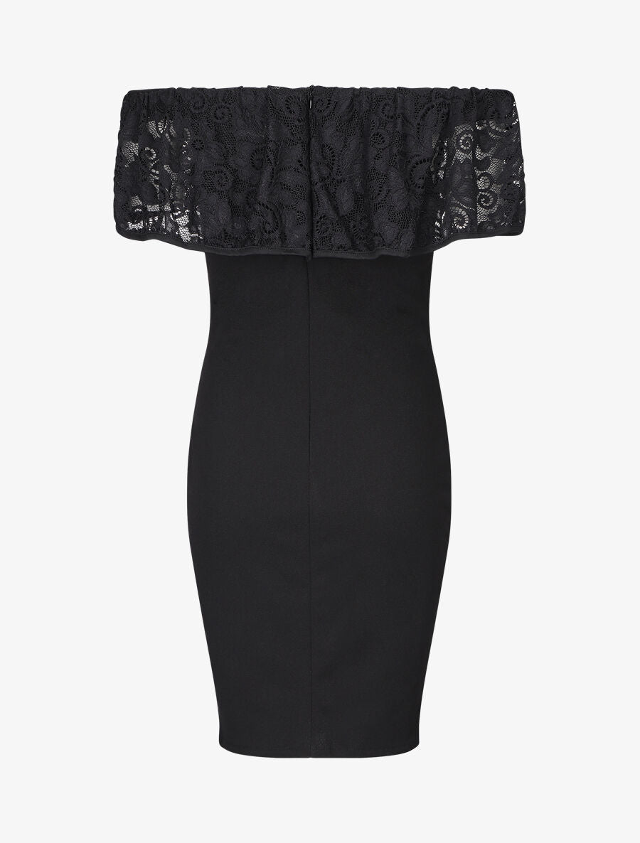 Robe col volanté - noir - 2
