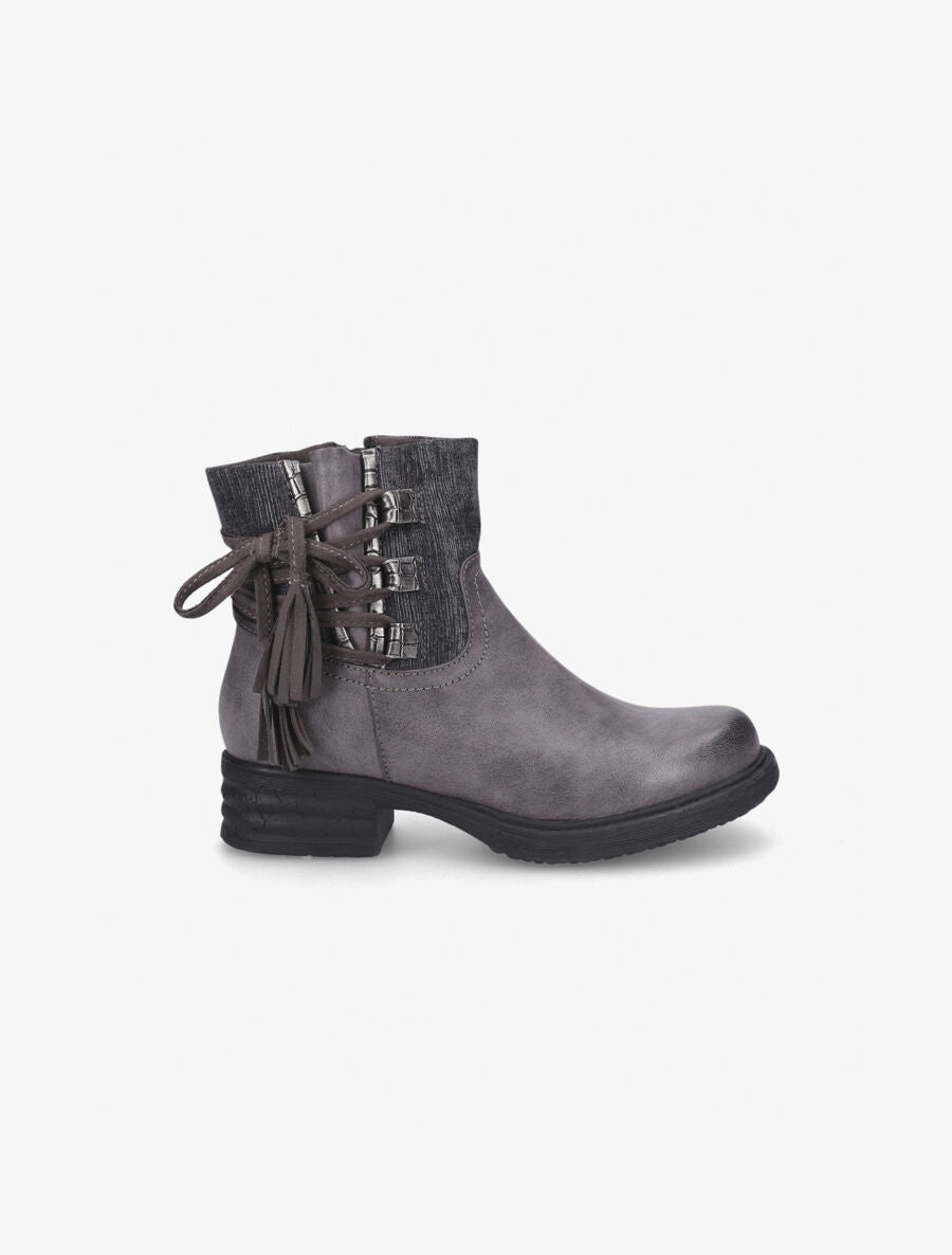 Bottines lacées bimatières noir - Marron - 1