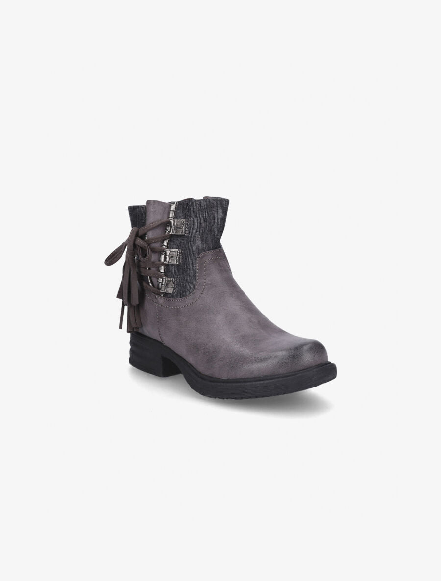 Bottines lacées bimatières noir - Marron - 2