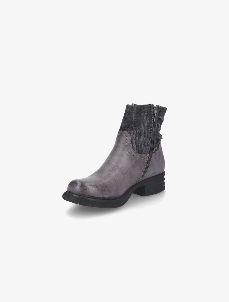 Bottines lacées bimatières noir - Marron - 3