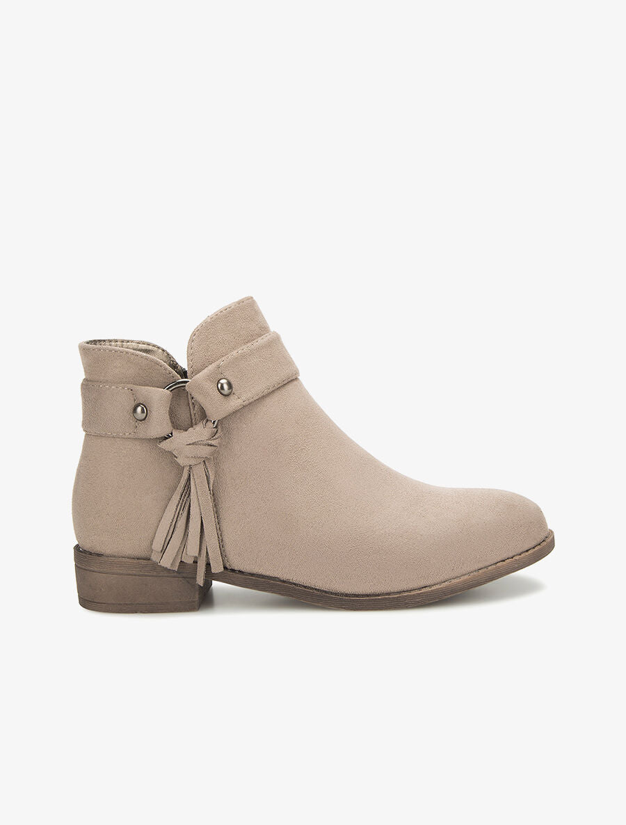 Boots lanière à breloque - beige - 5