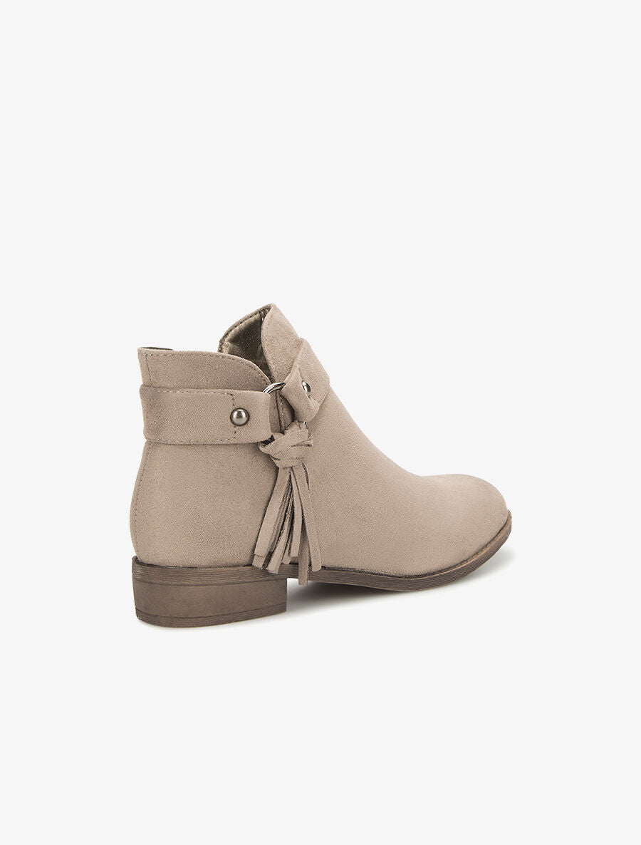 Boots lanière à breloque - beige - 4