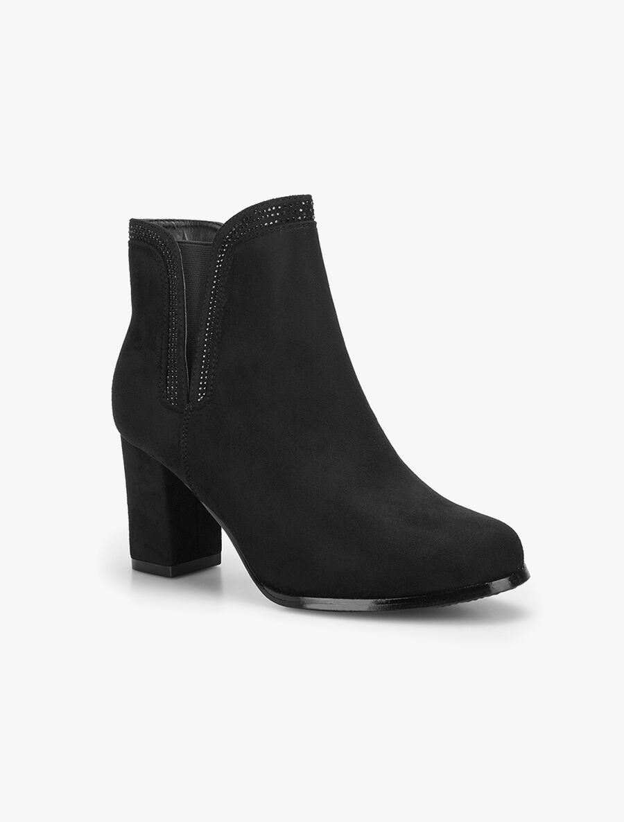 Bottines rebord strassé - noir - 2