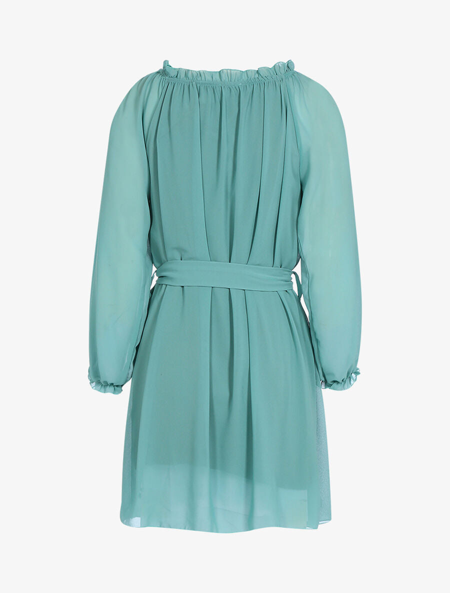 Robe en voile épaules ajourées - Turquoise - 2