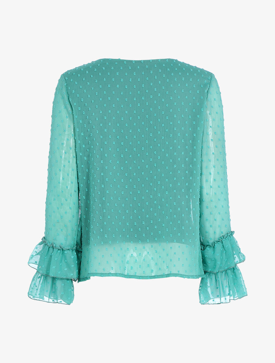 Blouse fluide mouchetée - Bleu turquoise - 2