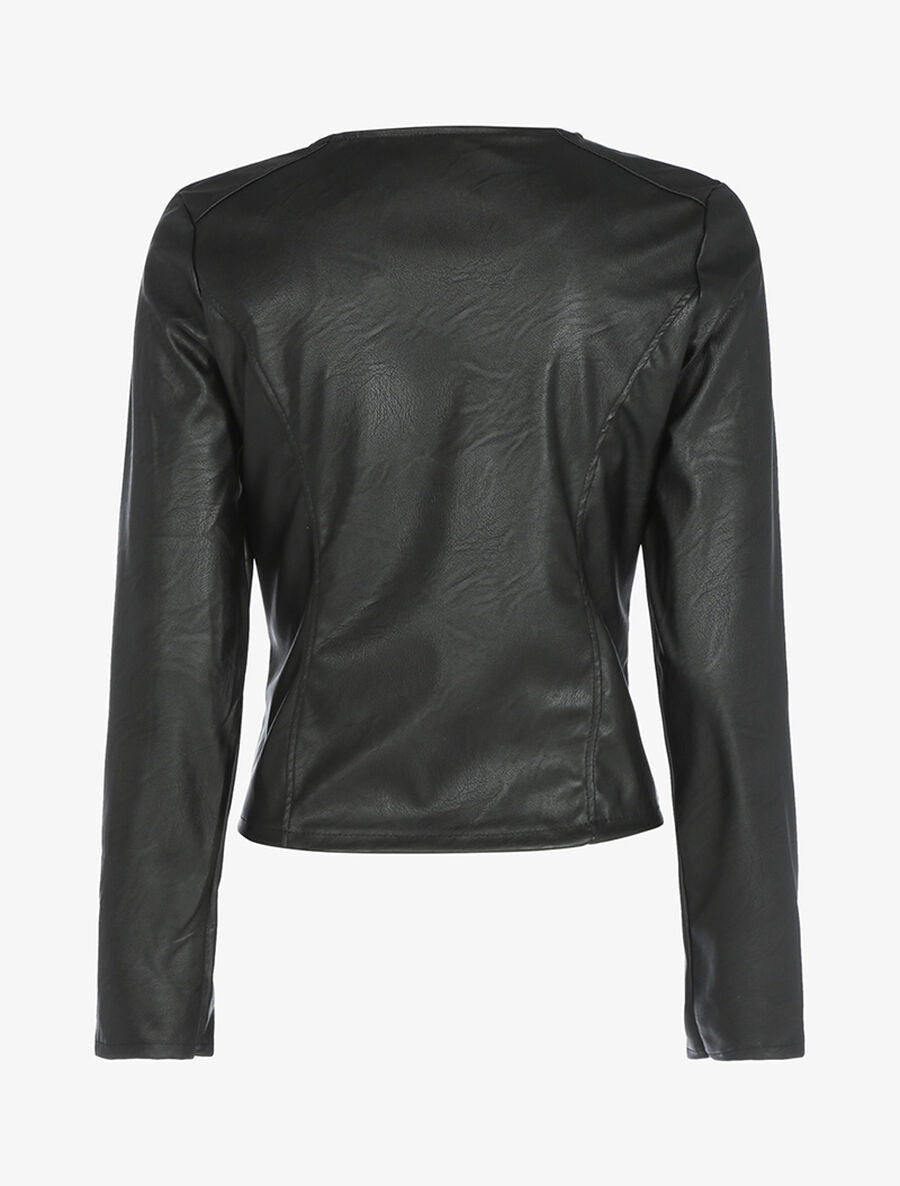 Veste style perfecto en simili - Noir - 2