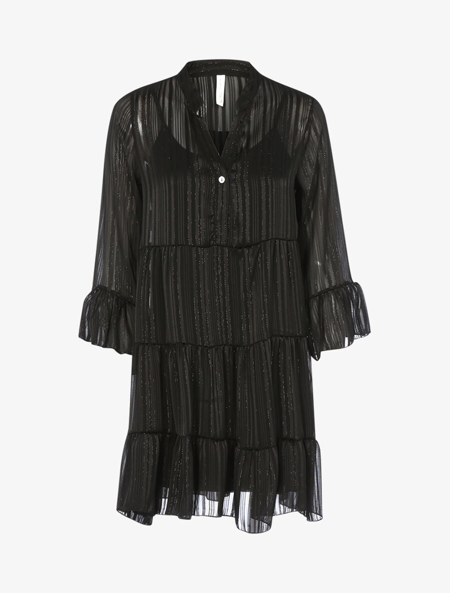 Robe trapèze volantée - Noir - 1