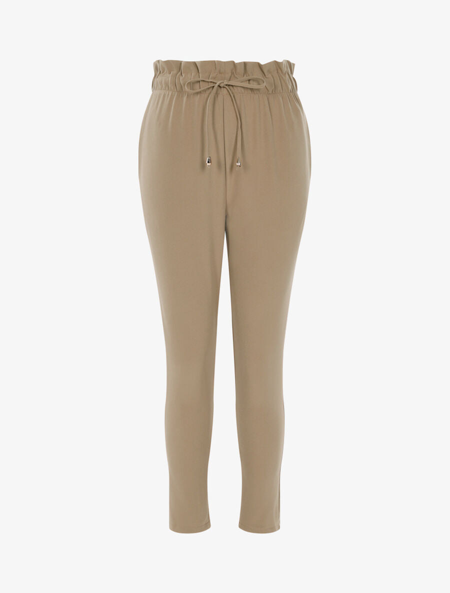 Pantalon fluide paper bag basique - Taupe - 1
