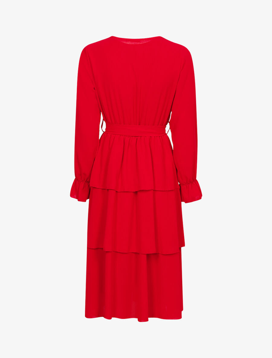 Robe mi longue volantée - Rouge - 2
