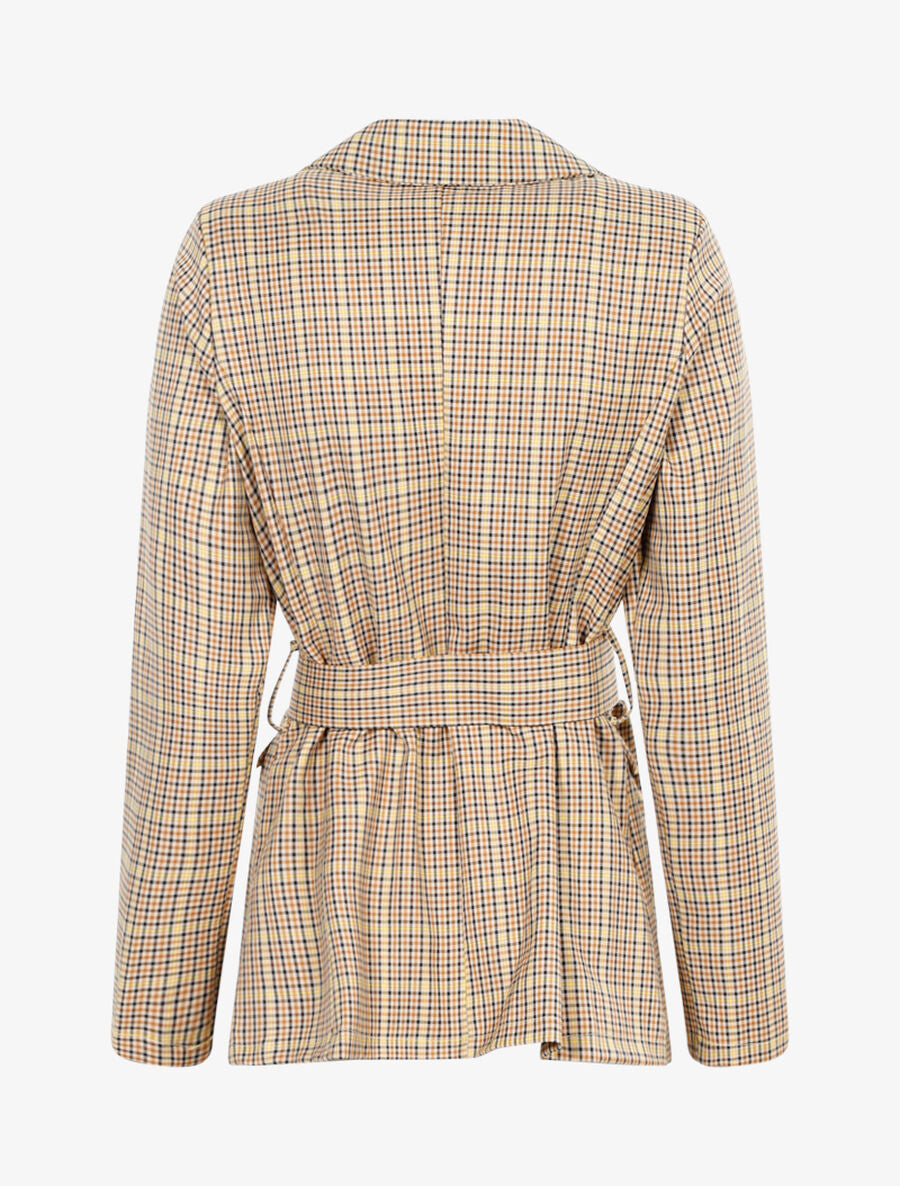 Veste mi longue à imprimé tartan - Jaune - 2