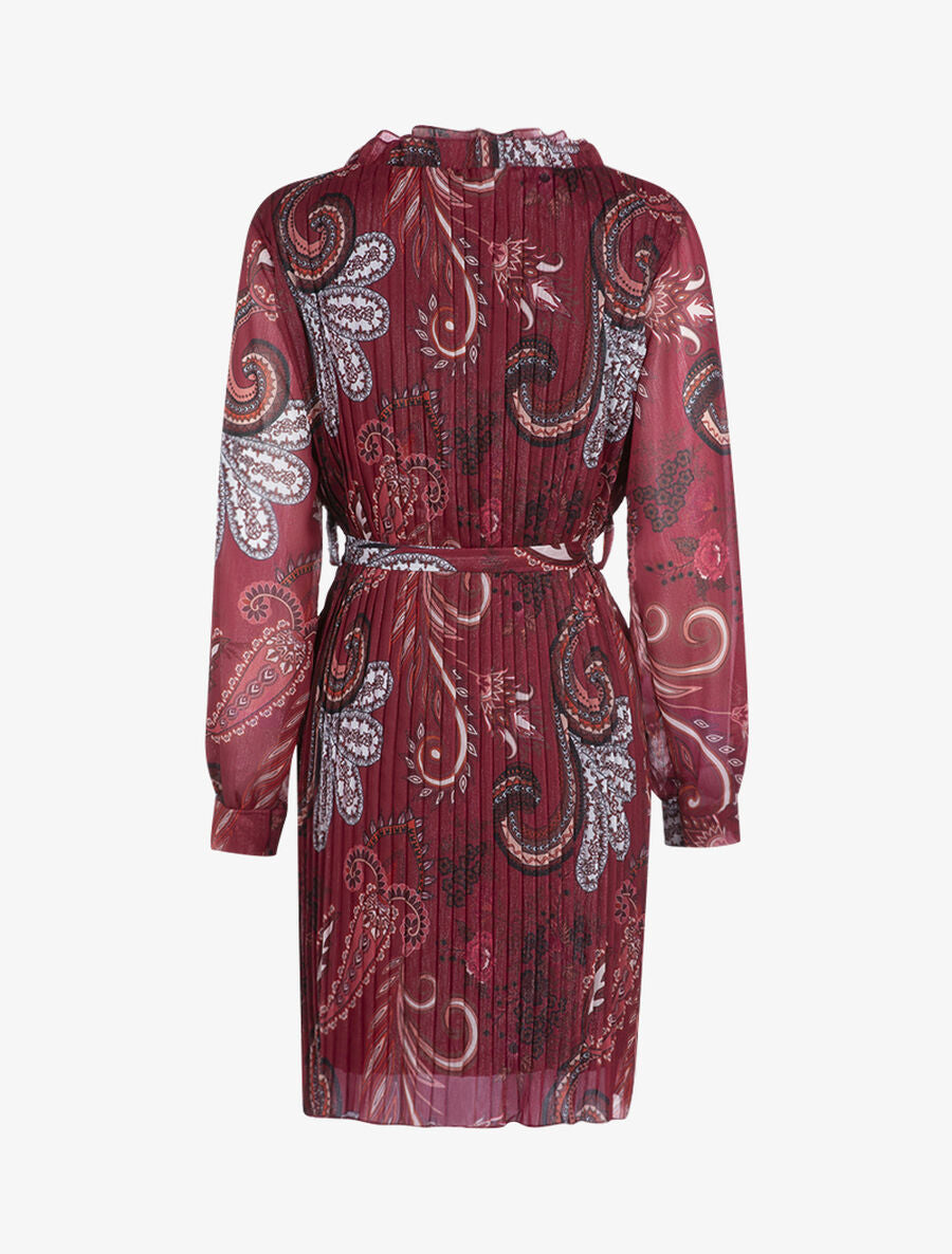 Robe gaufrée à imprimé cachemire - Bordeaux - 2