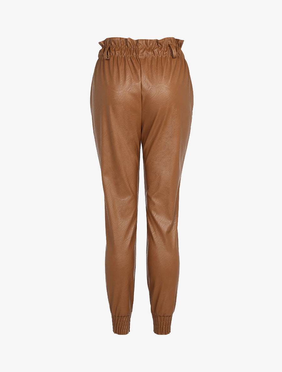 Pantalon carotte en simili - Camel - 2