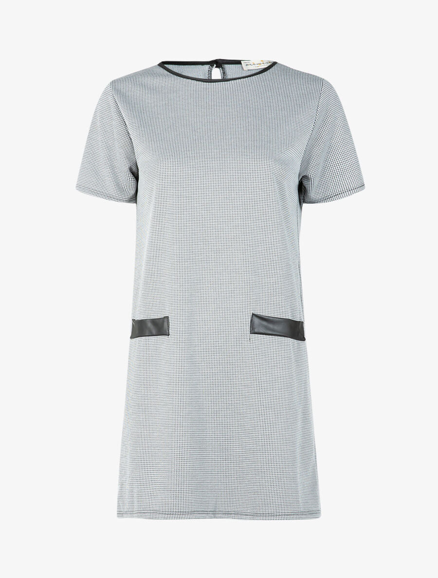 Robe manches courtes à imprimés - Noir/blanc - 1
