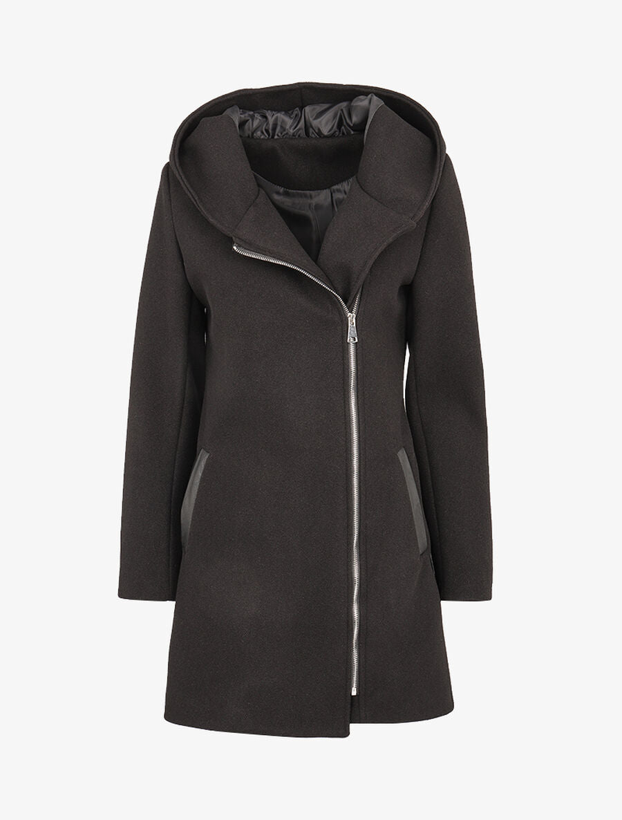 Manteau à poches en simili - Noir - 1