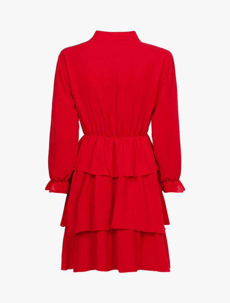Robe à bas volanté - Rouge - 2