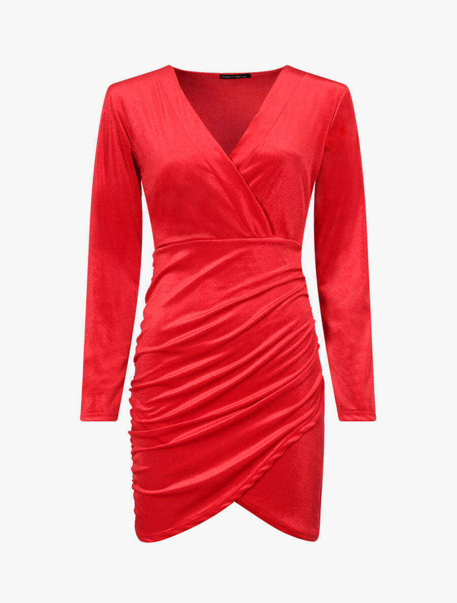 Tunique style robe effet velours - Rouge - 1
