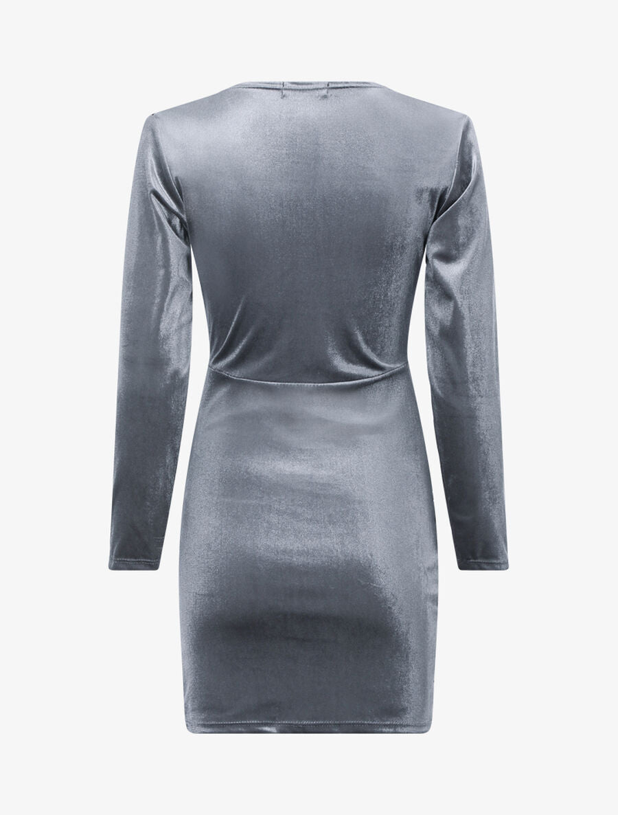 Tunique style robe effet velours - Gris clair - 2