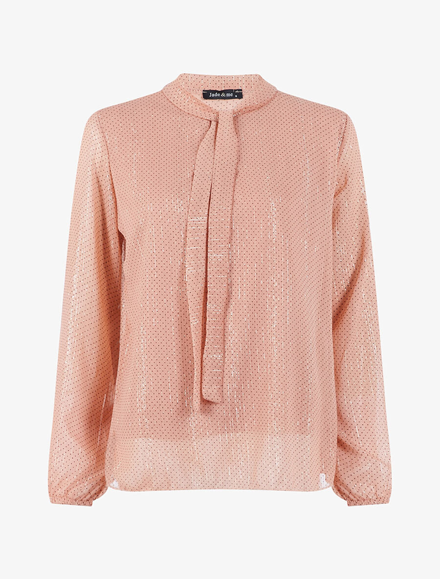 Blouse à col lavallière - Rose - 1