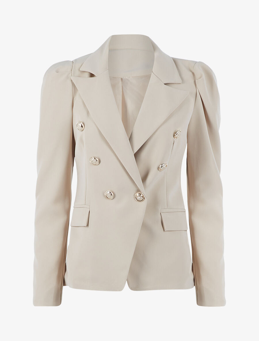 Blazer ample à épaules ballon - Beige - 1