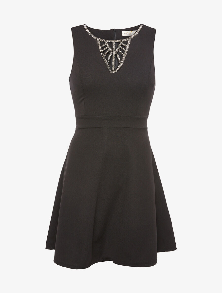 Robe décolleté argenté - Noir - 1