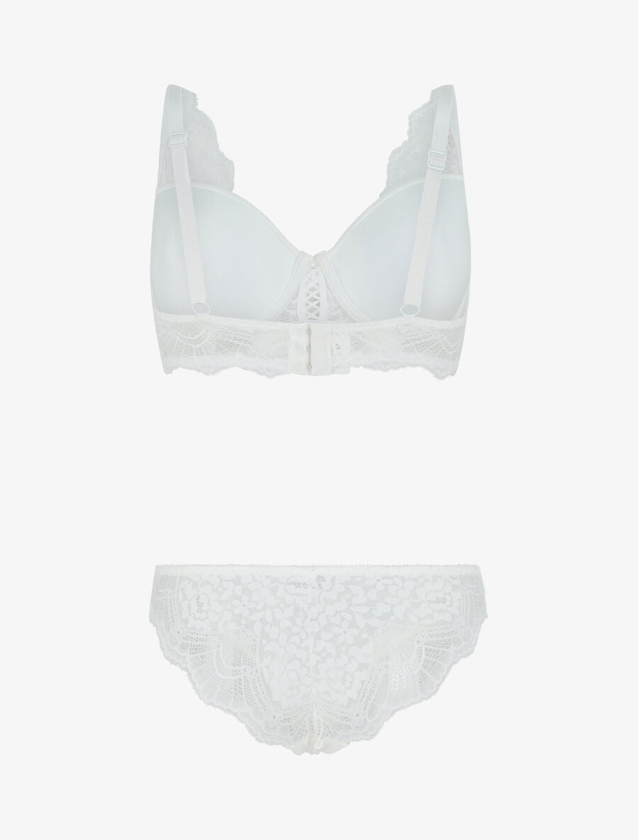 Ensemble push up en dentelle à détail noeud - Blanc - 2