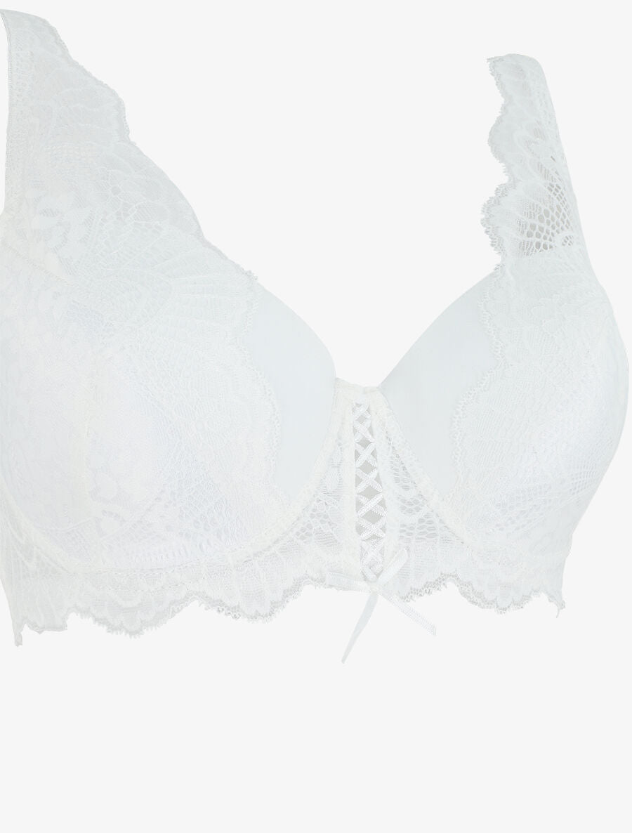 Ensemble push up en dentelle à détail noeud - Blanc - 3