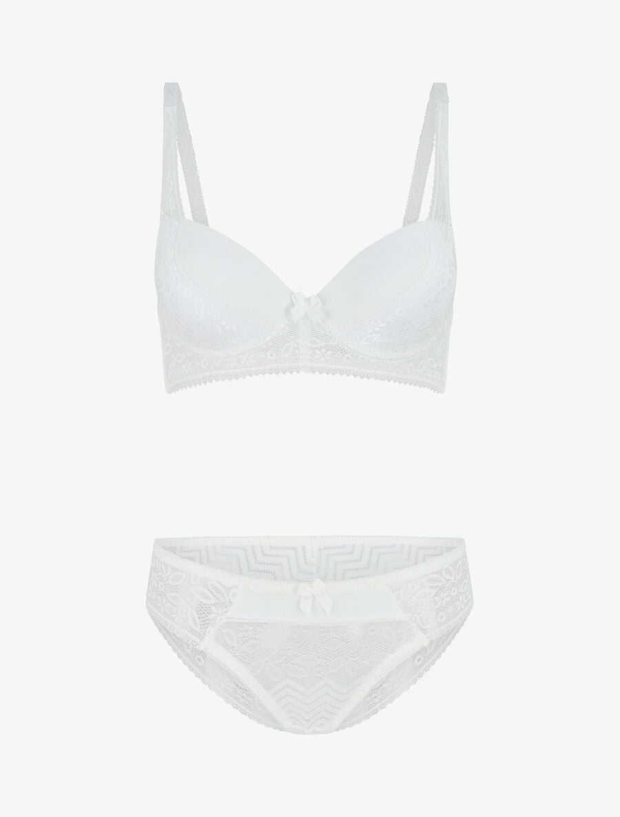 Ensemble push up à dentelle - Blanc - 1