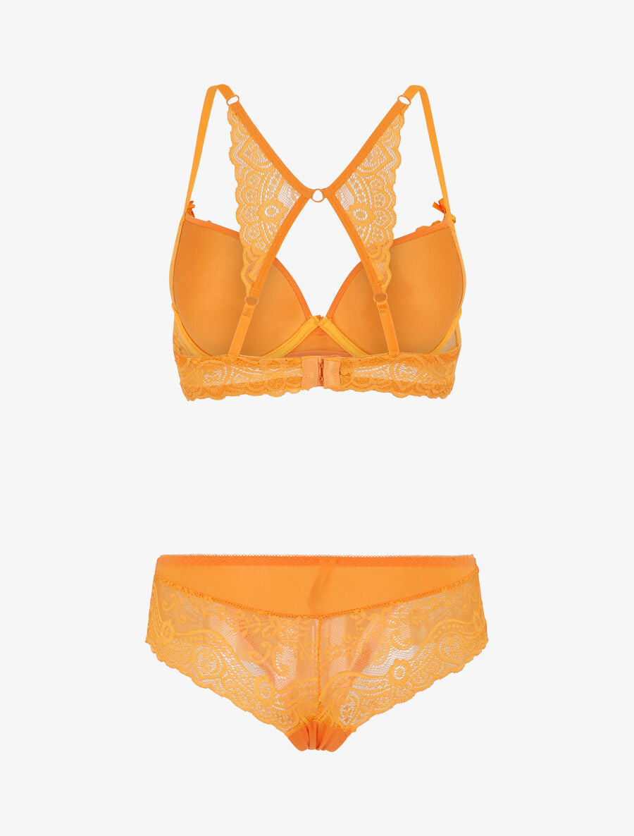 Ensemble push up dos nageur en dentelle - Orange - 2