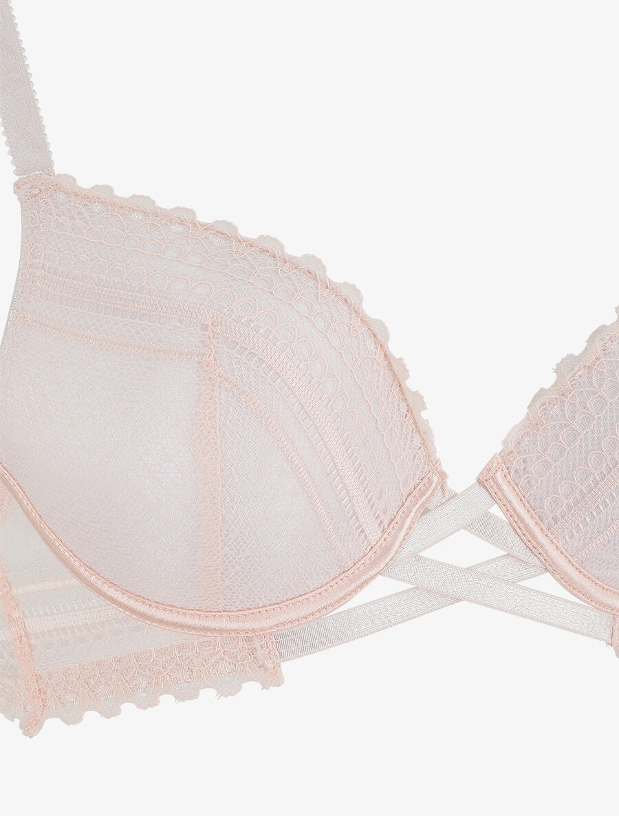 Ensemble push up texturé en dentelle - Rose - 4