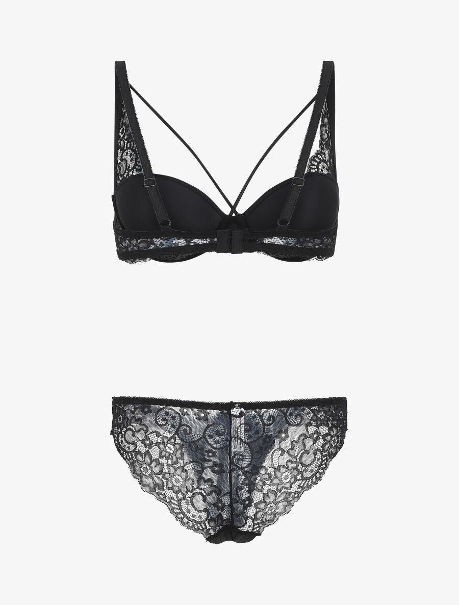 Ensemble push up en dentelle - Noir - 3