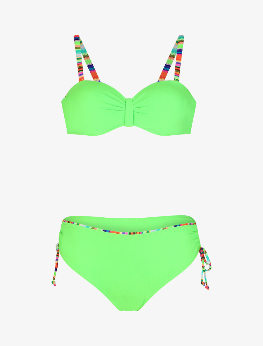 Bikini uni à bretelles multicolore - Vert fluo - 3