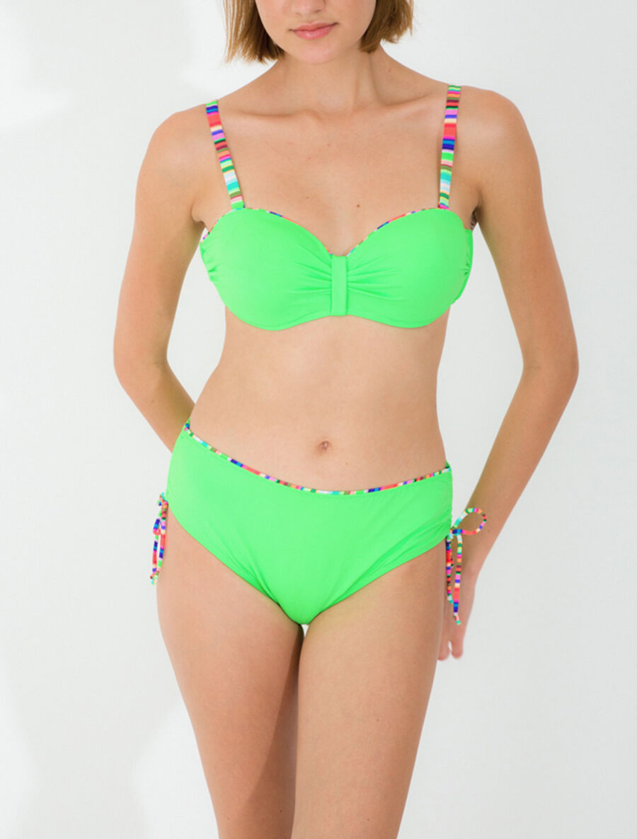 Bikini uni à bretelles multicolore - Vert fluo - 1