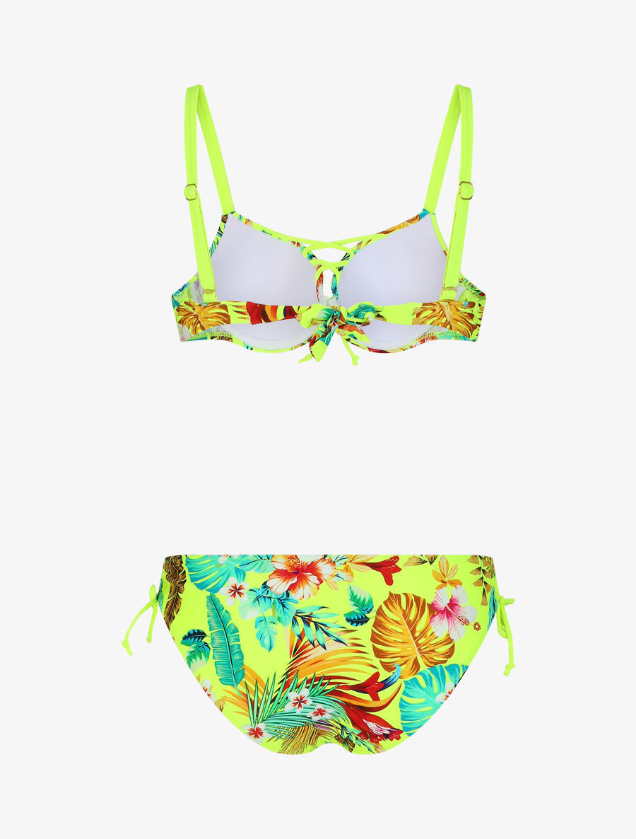 Bikini à imprimé fleuri - Jaune fluo - 4