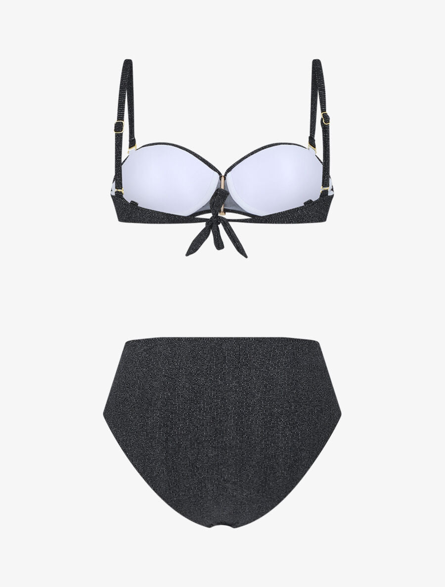 Bikini irisé taille haute - Noir - 4