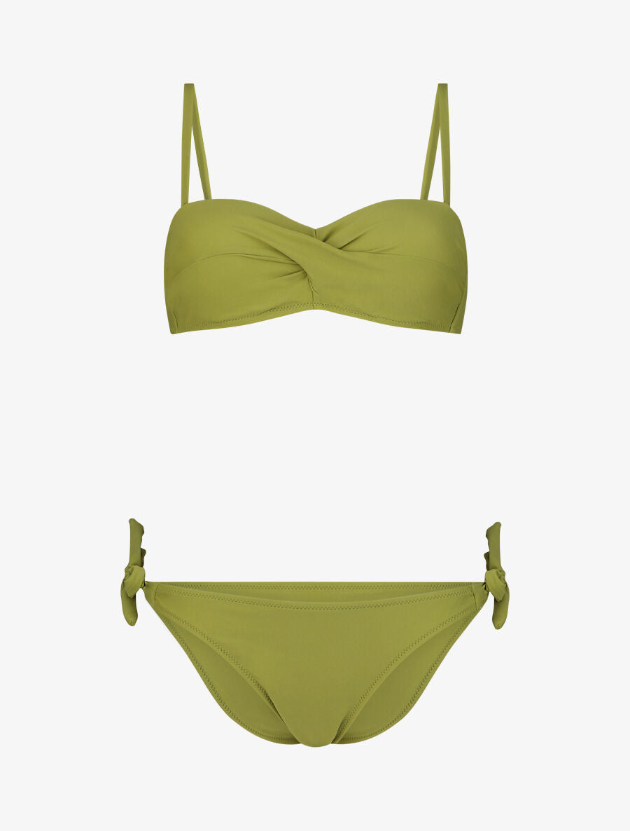 Bikini uni et noeuds - Vert anis - 1