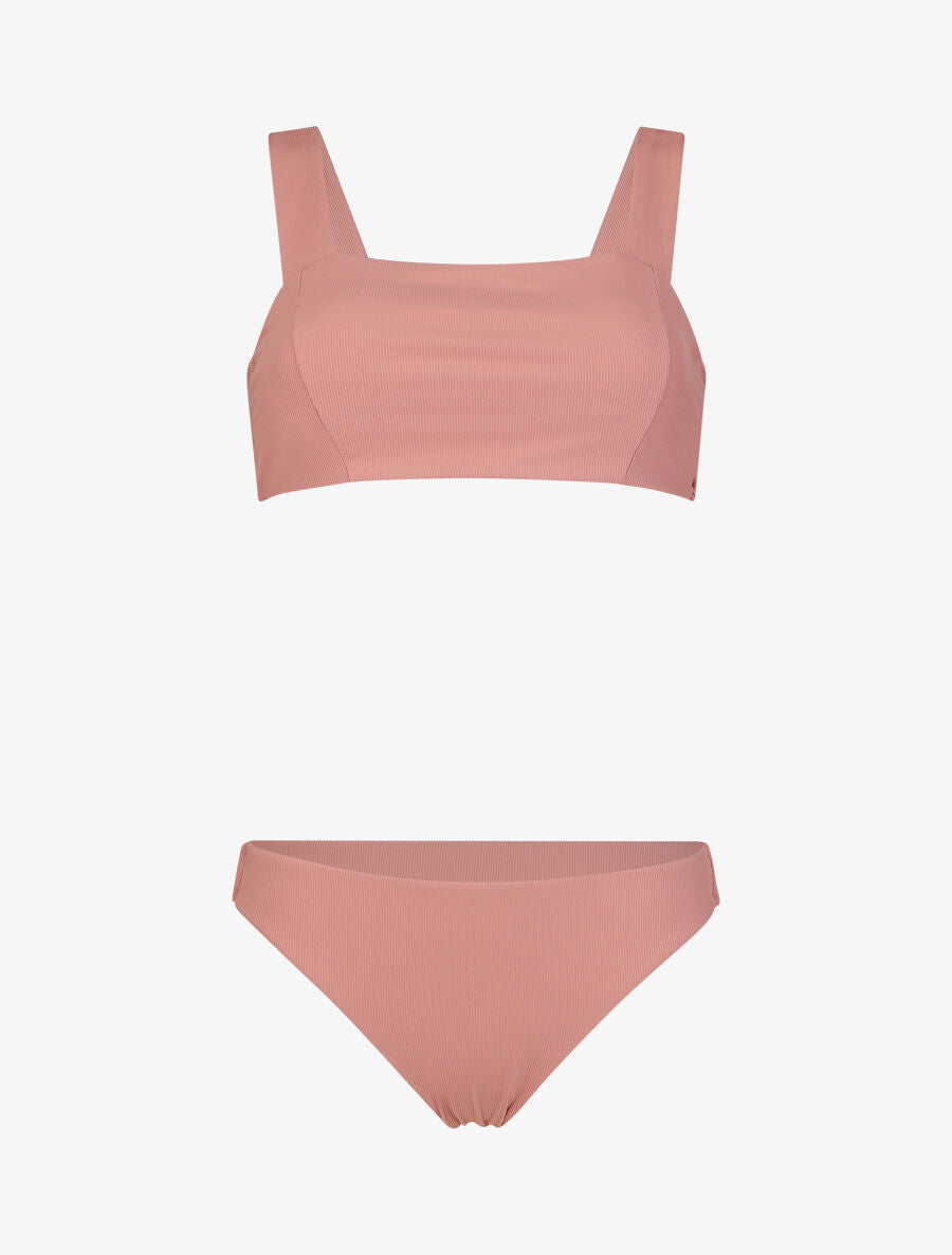 Bikini uni côtelé - Vieux rose - 3