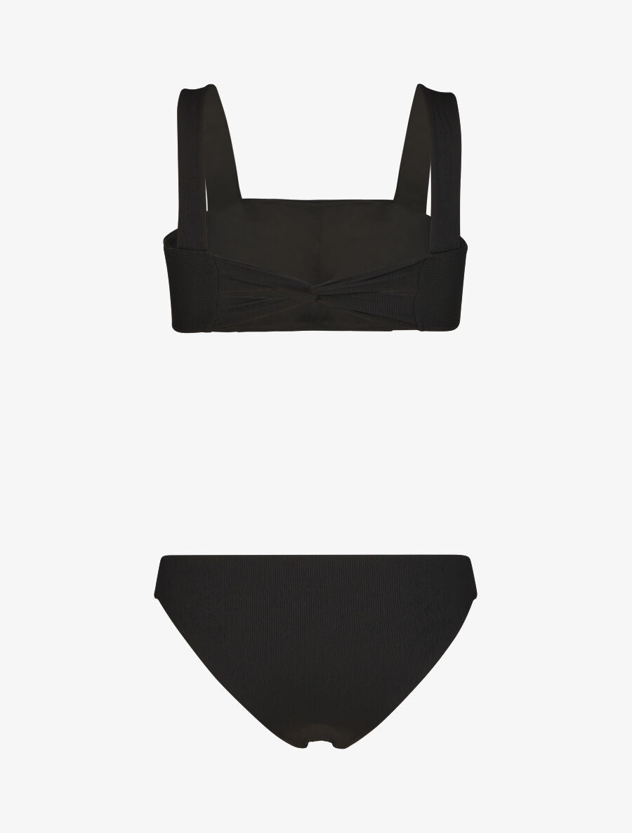 Bikini uni côtelé - Noir - 3