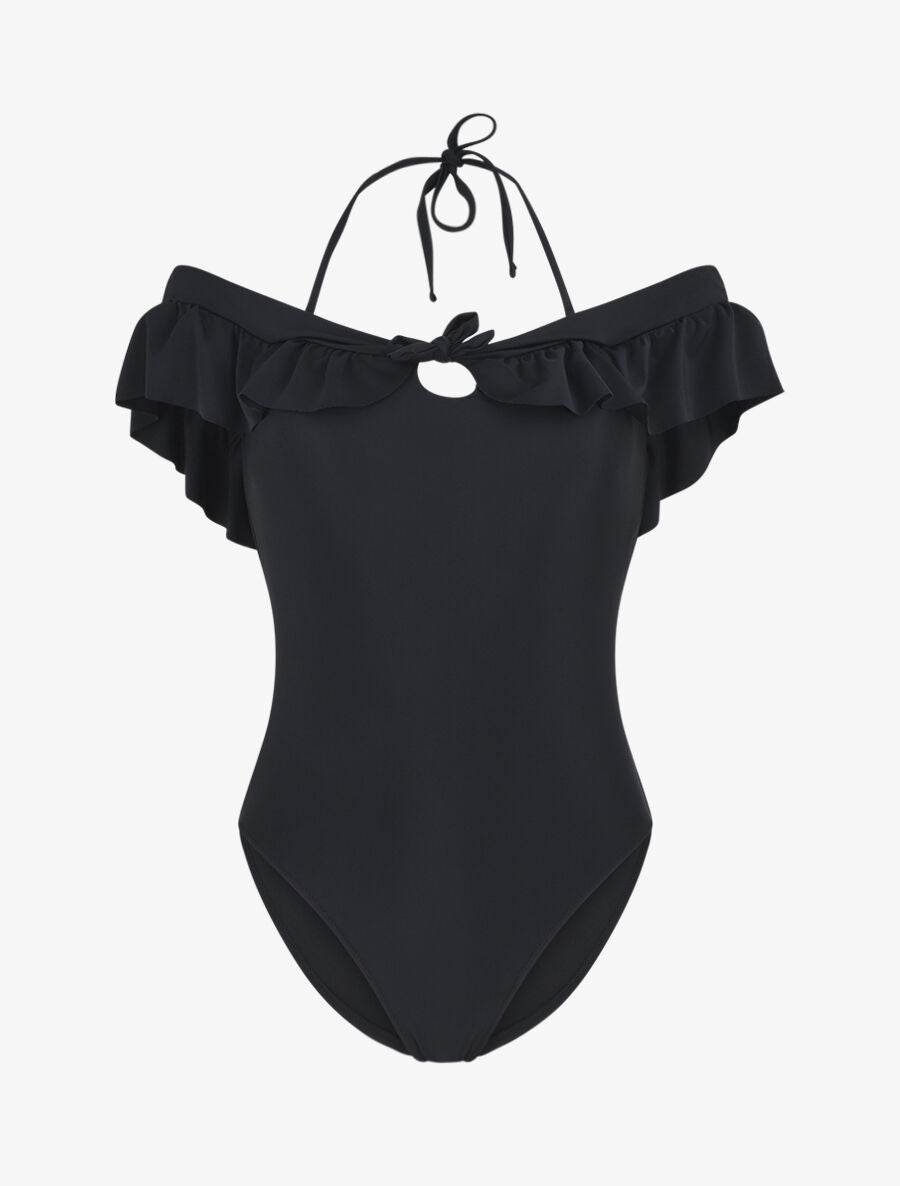 Maillot de bain 1 pièce à volants - Noir - 2
